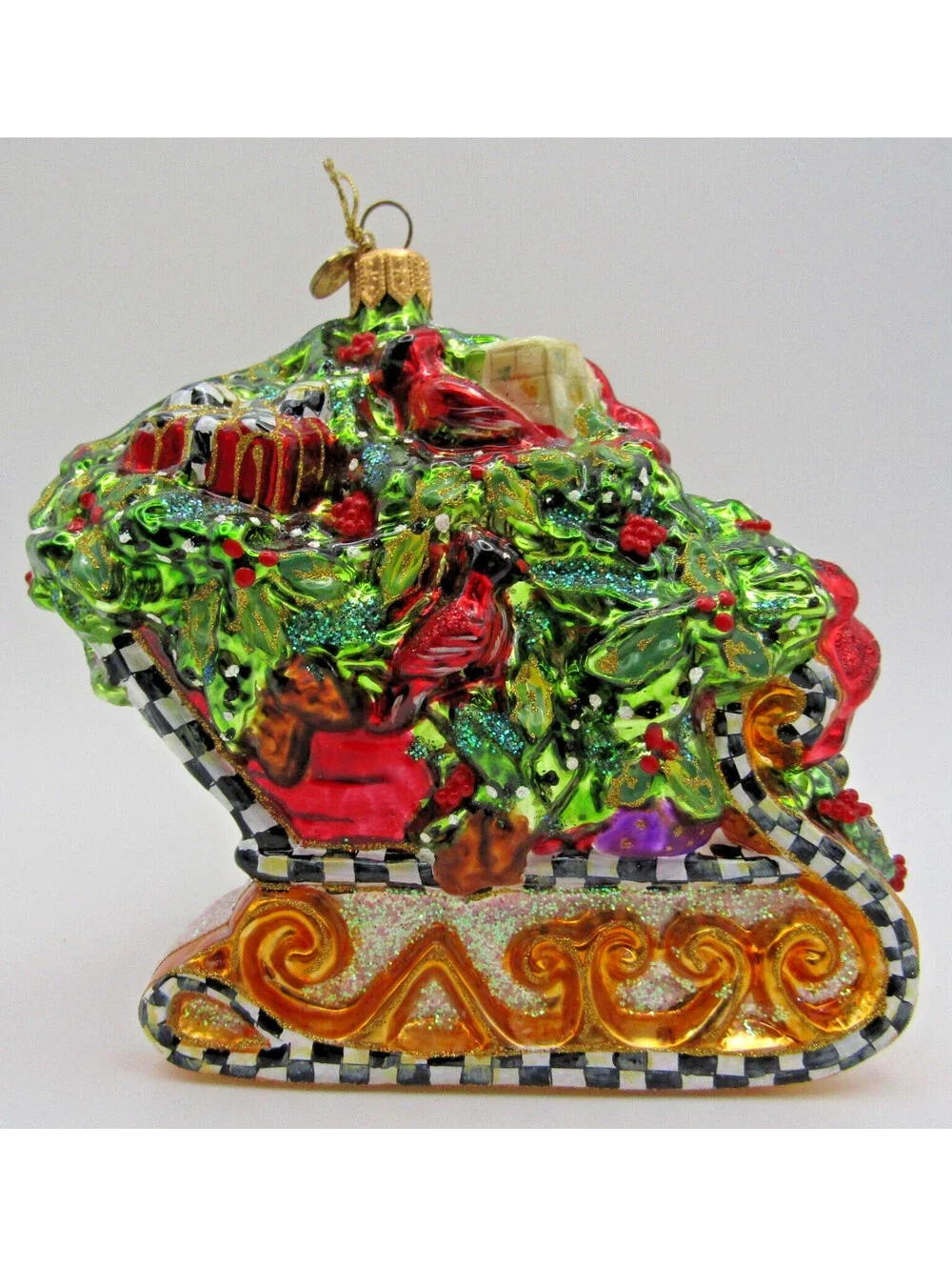MacKenzie-Childs Holly Sleigh Ornament Poland 53913-28 with Tag and Box